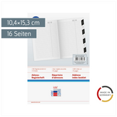 Adress-Registerheft | 10,4×15,3 cm, Karton, weiß