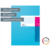 Spaltenbuch mit Kopfleiste | A4, 80 Seiten, 2 Spalten, Karton, magenta/hellblau