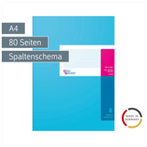 Spaltenbuch mit Kopfleiste | A4, 80 Seiten, 6 Spalten, Karton, magenta/hellblau