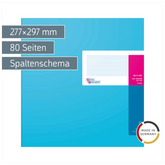 Spaltenbuch mit Kopfleiste | 277×297 mm, 80 Seiten, Spaltenschema, Karton, magenta/hellblau