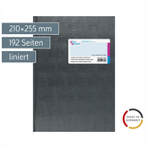 Geschäftsbuch mit Kopfleiste | A4, 192 Seiten, mit Seitenzahlen, liniert, Kunststoff, grau
