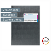 Spaltenbuch mit Kopfleiste | 210×255 mm, 192 Seiten, mit Seitenzahlen, 8 Spalten, Kunststoff, grau