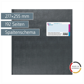 Spaltenbuch mit Kopfleiste | 277×255 mm, 192 Seiten, mit Seitenzahlen, 20 Spalten, Kunststoff, grau