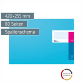 Spaltenbuch mit Kopfleiste | 420×255 mm, 80 Seiten, Spaltenschema, Karton, magenta/hellblau