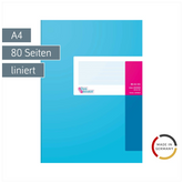 Geschäftsbuch | A4, 80 Seiten, liniert, Karton, magenta/hellblau