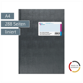 Geschäftsbuch | A4, 288 Seiten, mit Seitenzahlen, liniert, Kunststoff, grau