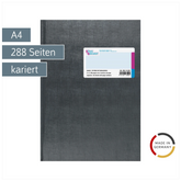 Geschäftsbuch | A4, 288 Seiten, mit Seitenzahlen, kariert, Kunststoff, grau