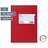 Kladde | A5, 96 Seiten, kariert, Karton, rot