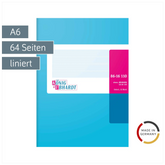 Geschäftsbuch | A6, 64 Seiten, liniert, Karton, magenta/hellblau