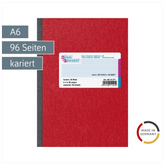 Kladde | A6, 96 Seiten, kariert, Karton, rot