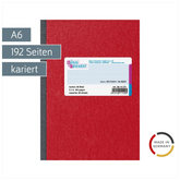 Kladde | A6, 192 Seiten, kariert, Karton, rot