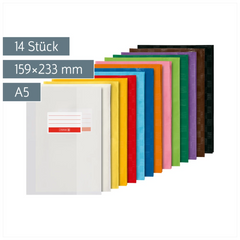 Hefthüllen-Set | 159×233 mm, A5, sortiert, 14 Stück