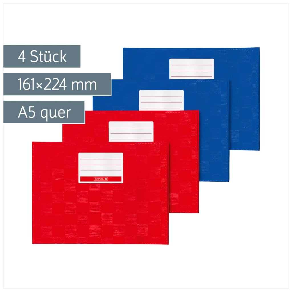 Hefthüllen-Set | 161×224 mm, A5 quer, sortiert, 4 Stück