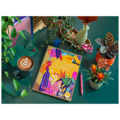 Collegeblock Premium Student „Tropical“ | A4, Lineatur 27, 80 Blatt, gelb/mehrfarbig