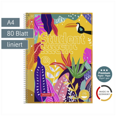 Collegeblock Premium Student „Tropical“ | A4, Lineatur 27, 80 Blatt, mehrfarbig