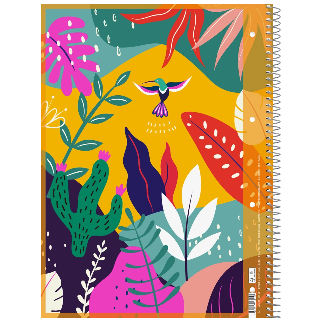 Collegeblock Premium Student „Tropical“ | A4, Lineatur 27, 80 Blatt, mehrfarbig