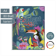 Collegeblock Premium Student „Tropical“ | A4, Lineatur 28, 80 Blatt, mehrfarbig