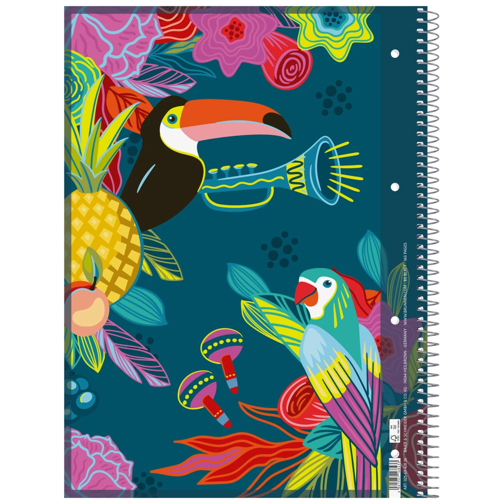Collegeblock Premium Student „Tropical“ | A4, Lineatur 28, 80 Blatt, mehrfarbig