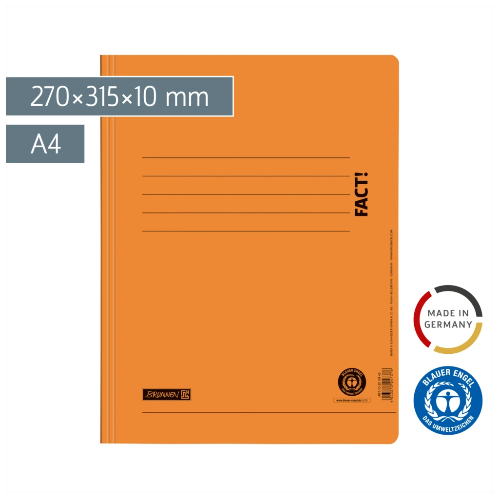 Schnellhefter FACT! Recycling | A4, Füllhöhe: 10 mm, orange