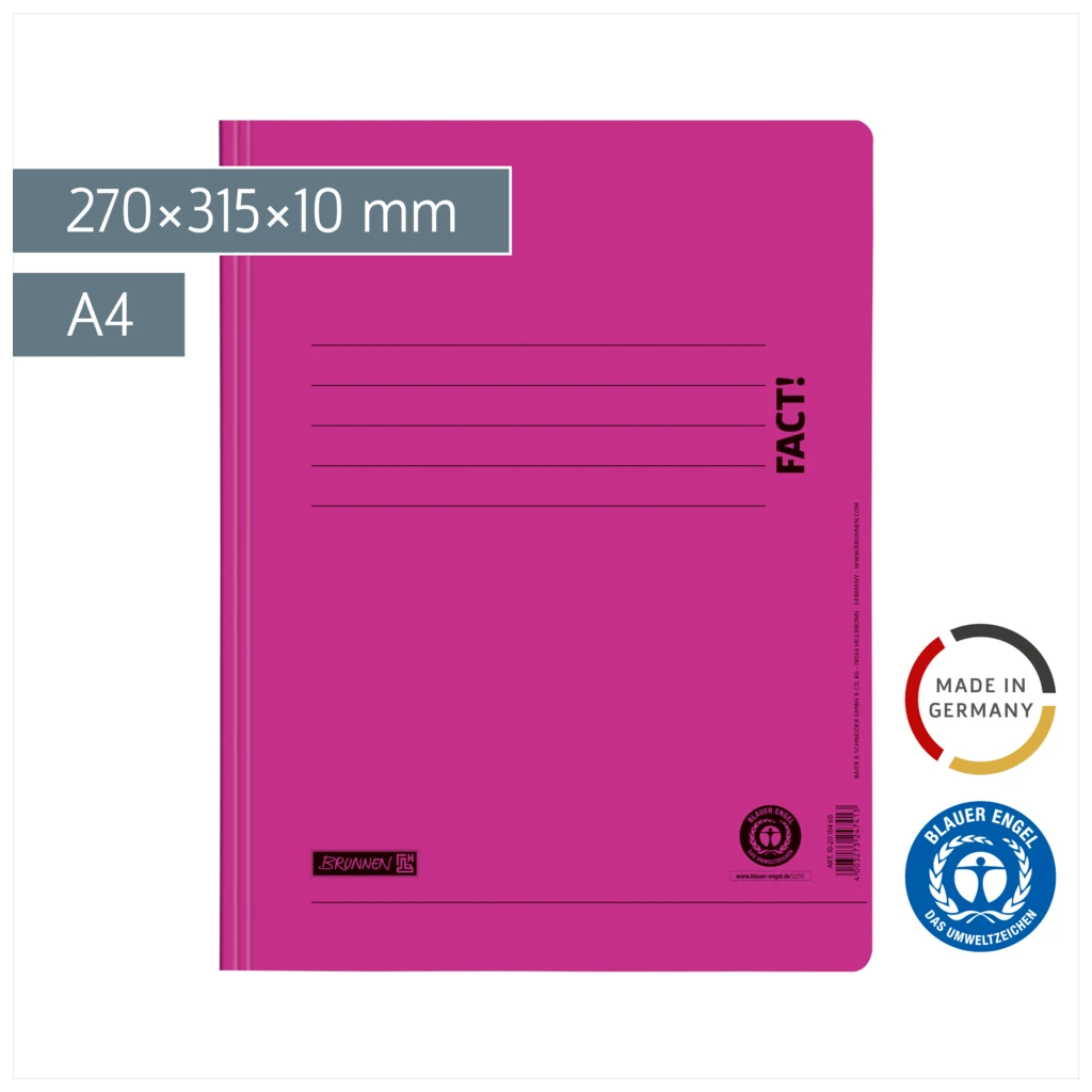 Schnellhefter FACT! Recycling | A4, Füllhöhe: 10 mm, pink