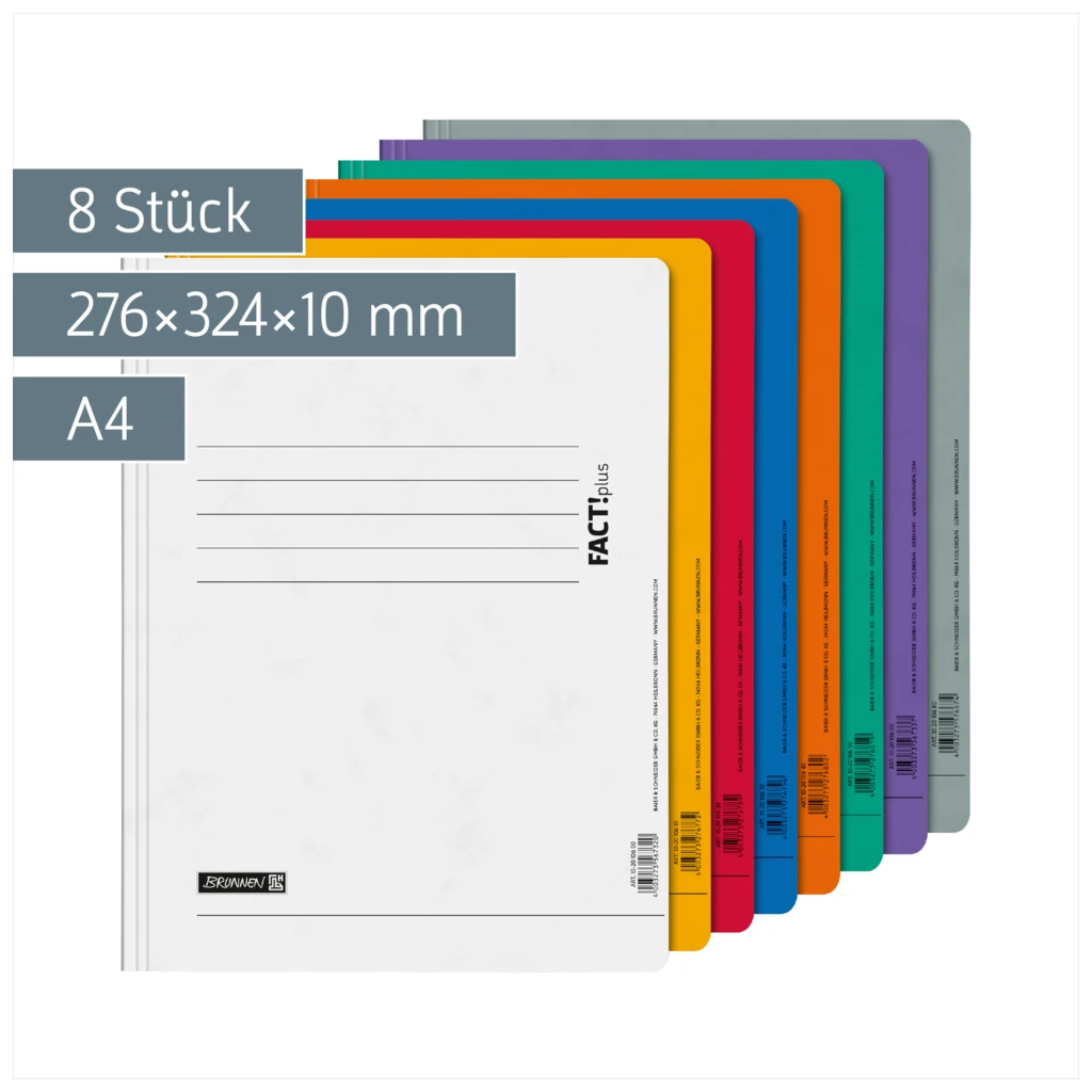 Schnellhefter-Set FACT!plus | A4, Füllhöhe: 10 mm, sortiert, 8 Stück