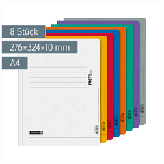 Schnellhefter FACT!plus | A4, Füllhöhe: 10 mm, sortiert, 8 Stück