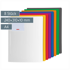 Schnellhefter-Set „Basic“ FACT!pp | A4, Füllhöhe: 10 mm, sortiert, 8 Stück