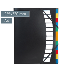 Ordnungsmappe | A4, 12 Fächer, schwarz