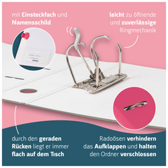 Ordner „WAVE“ Colour Code | A4, 70 mm, Hebelmechanik mit gummiertem Griff, tulip