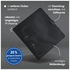 Ordner „WAVE“ Colour Code | A4, 70 mm, Hebelmechanik mit gummiertem Griff, onyx