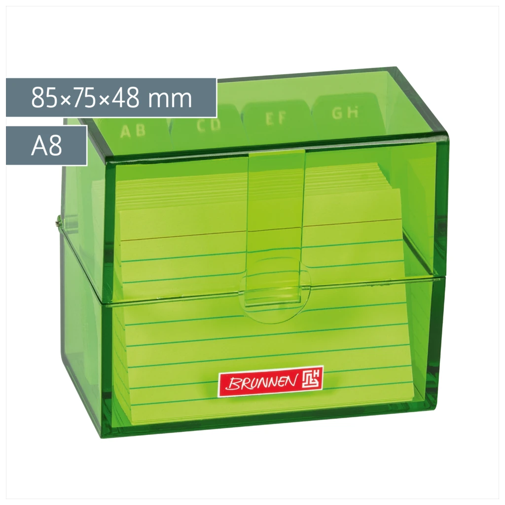 Karteikasten Colour Code gefüllt | 85×75×48 mm, A8, kiwi