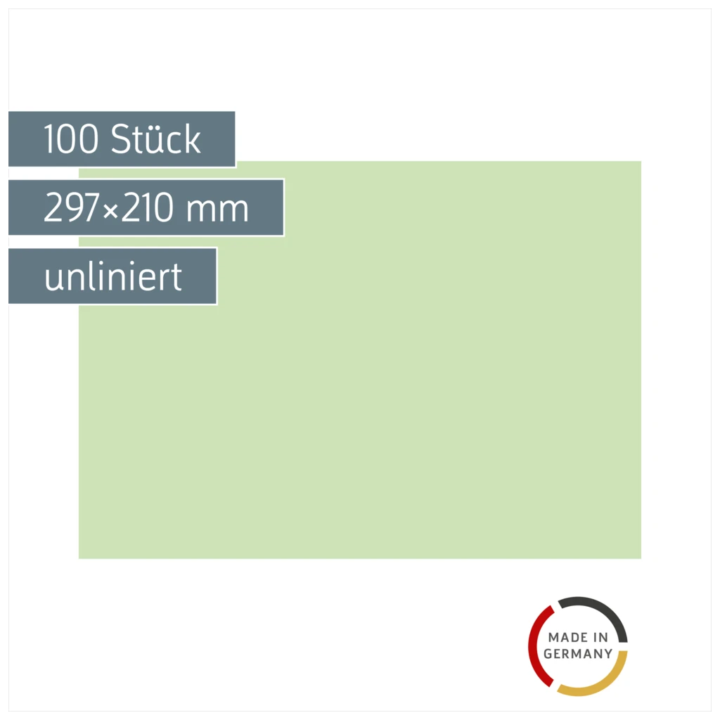 Karteikarten | 297×210 mm, A4, unliniert, grün, 100 Stück