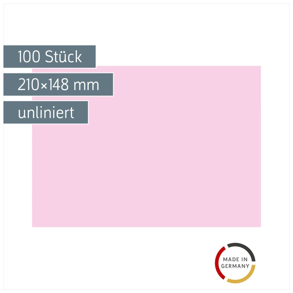 Karteikarten | 210×148 mm, A5, unliniert, rot, 100 Stück