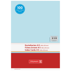 Karteikarten | 210×148 mm, A5, unliniert, blau, 100 Stück