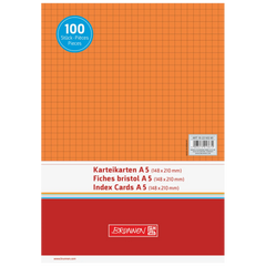 Karteikarten | 210×148 mm, A5, 5 mm kariert, orange, 100 Stück