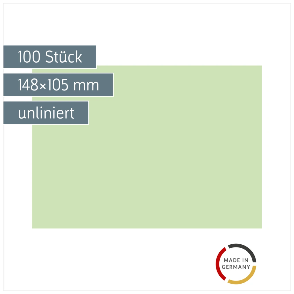 Karteikarten | 148×105 mm, A6, unliniert, grün, 100 Stück