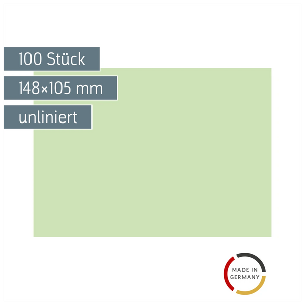 Karteikarten | 148×105 mm, A6, unliniert, grün, 100 Stück