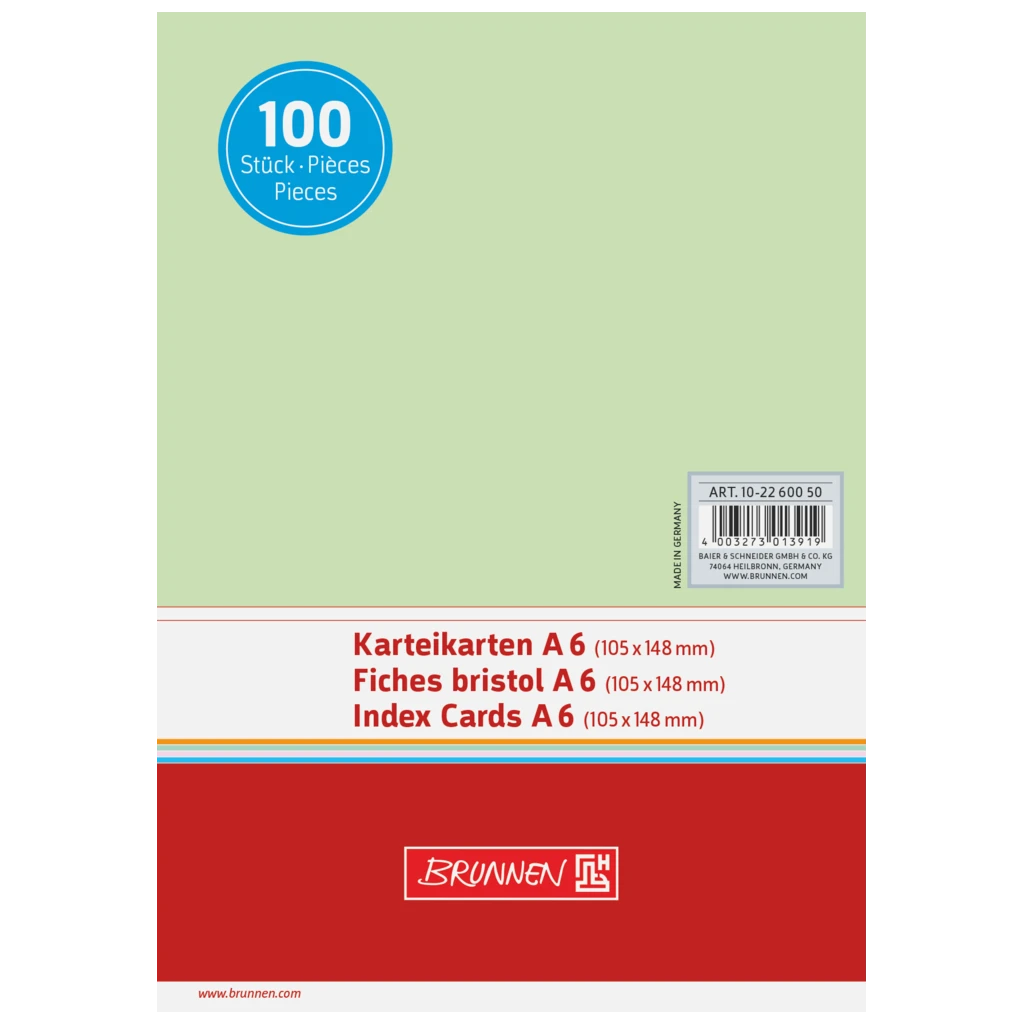 Karteikarten | 148×105 mm, A6, unliniert, grün, 100 Stück