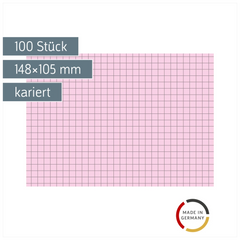 Karteikarten | 148×105 mm, A6, 5 mm kariert, rot, 100 Stück