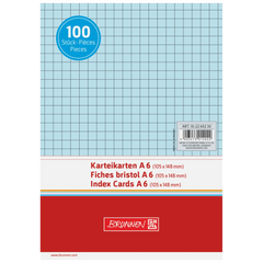 Karteikarten | 148×105 mm, A6, 5 mm kariert, blau, 100 Stück