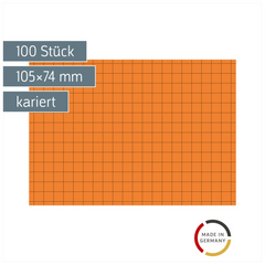 Karteikarten | 105×74 mm, A7, 5 mm kariert, orange, 100 Stück