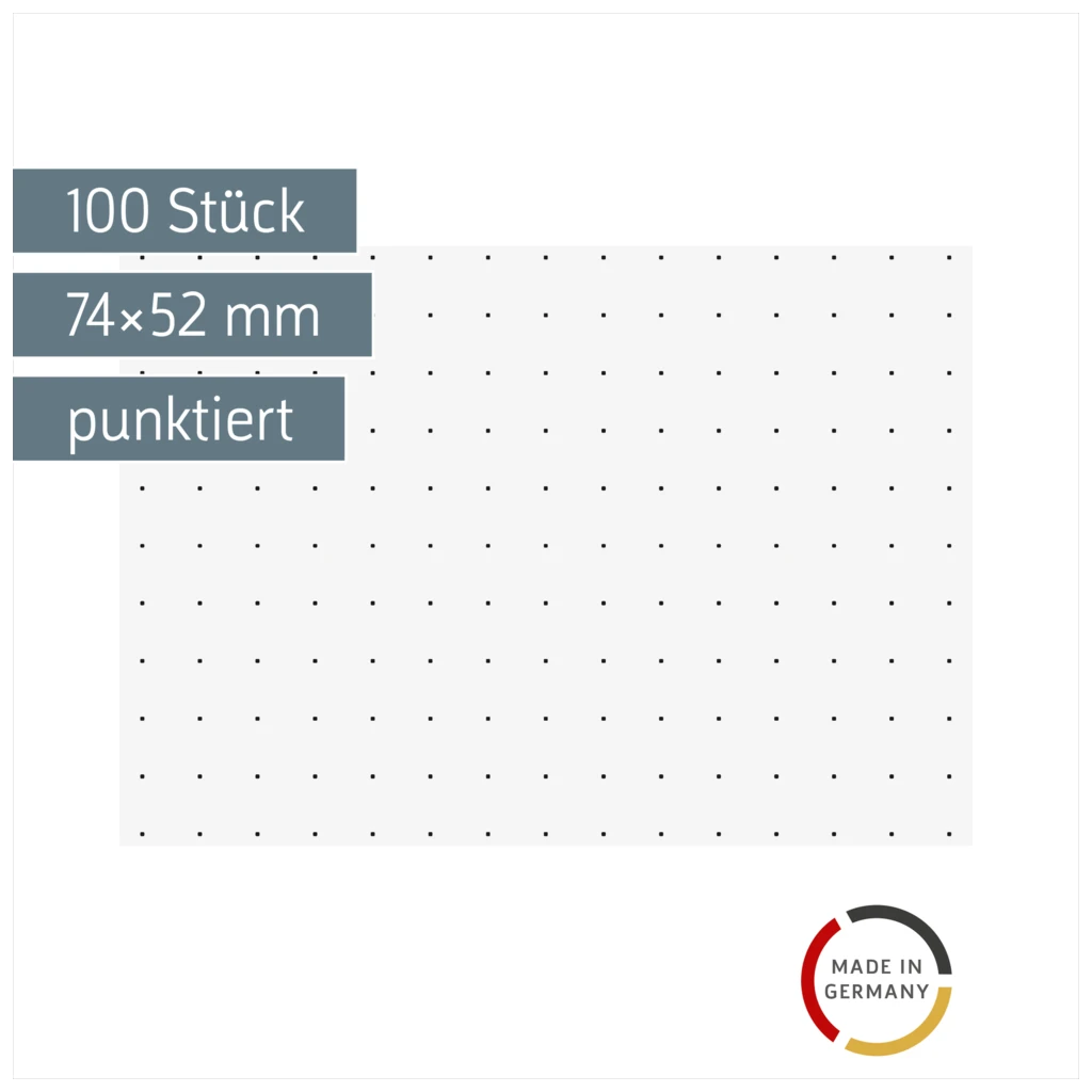Karteikarten | 74×52 mm, A8, dotted, weiß, 100 Stück