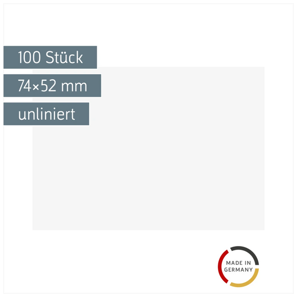 Karteikarten | 74×52 mm, A8, unliniert, weiß, 100 Stück