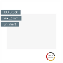 Karteikarten | 74×52 mm, A8, unliniert, weiß, 100 Stück