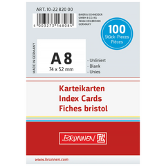 Karteikarten | 74×52 mm, A8, unliniert, weiß, 100 Stück