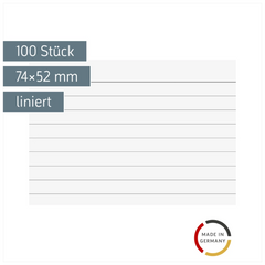 Karteikarten | 74×52 mm, A8, liniert, weiß, 100 Stück