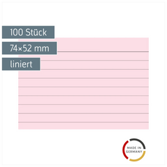 Karteikarten | 74×52 mm, A8, liniert, rot, 100 Stück