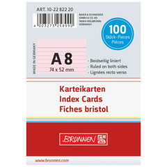 Karteikarten | 74×52 mm, A8, liniert, rot, 100 Stück