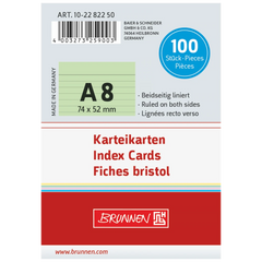 Karteikarten | 74×52 mm, A8, liniert, grün, 100 Stück