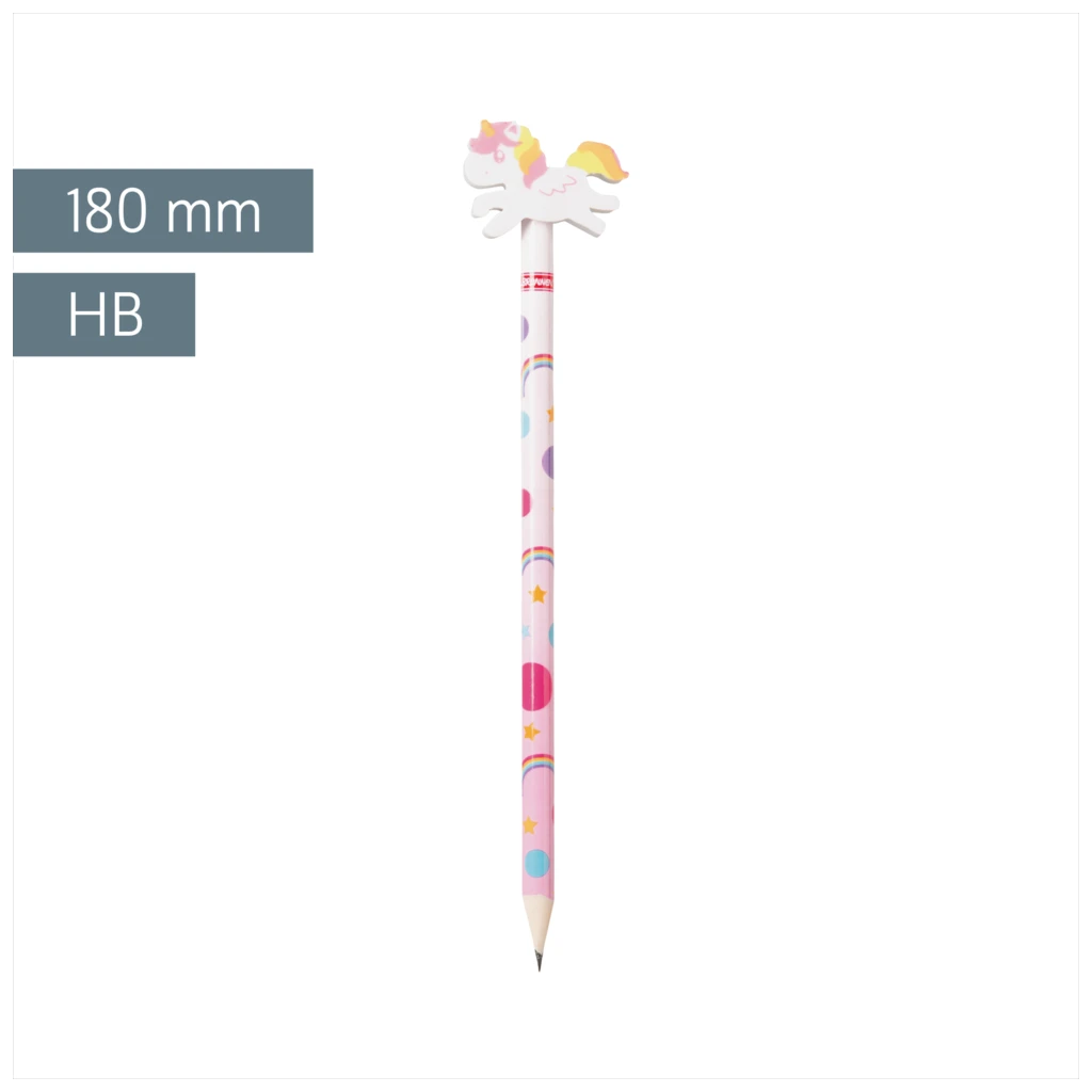 Bleistift mit Radiergummi „Einhorn“ | HB, rund, rosa